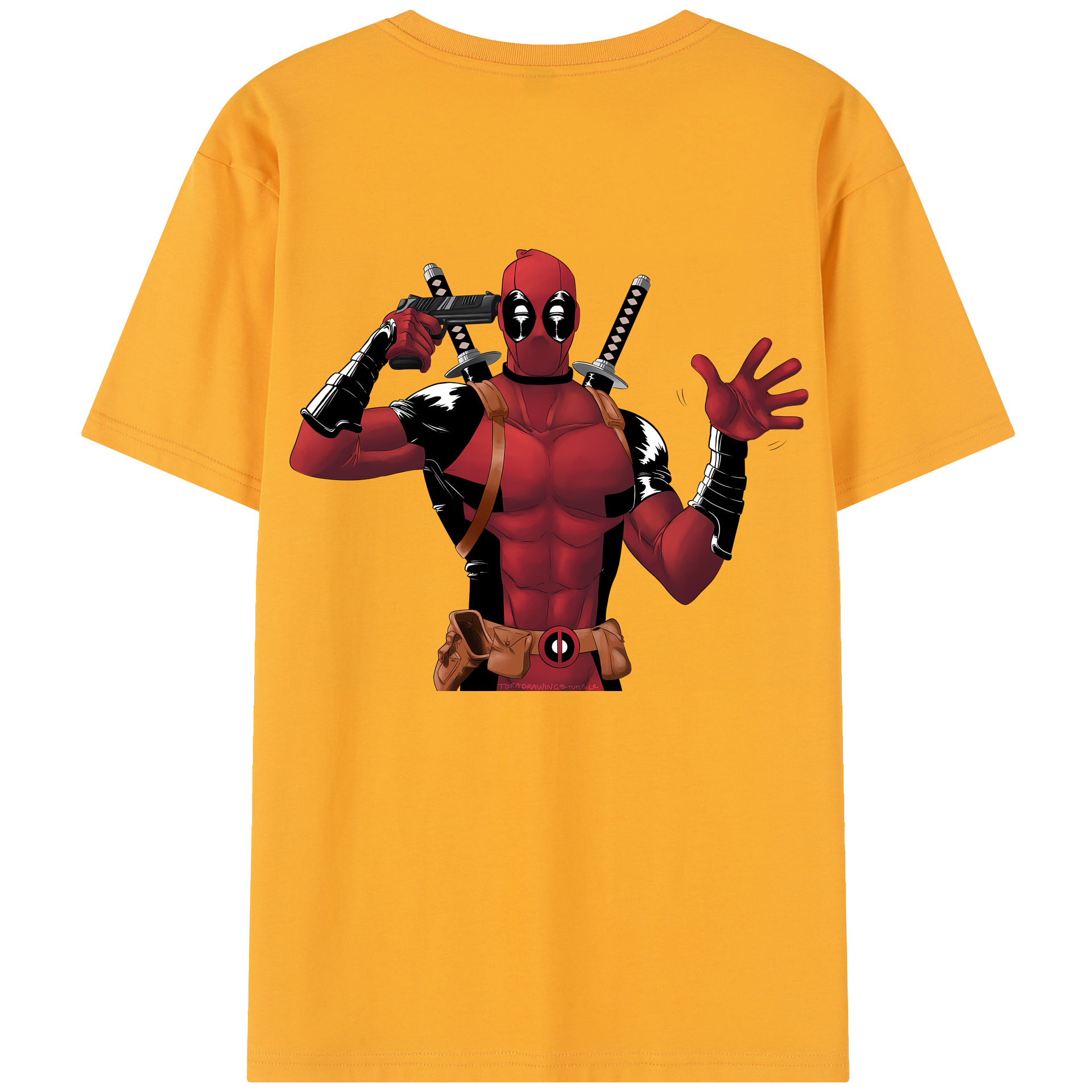 （画像用） Deadpool デッドプール 綿100％半袖Tシャツ（背面プリント）