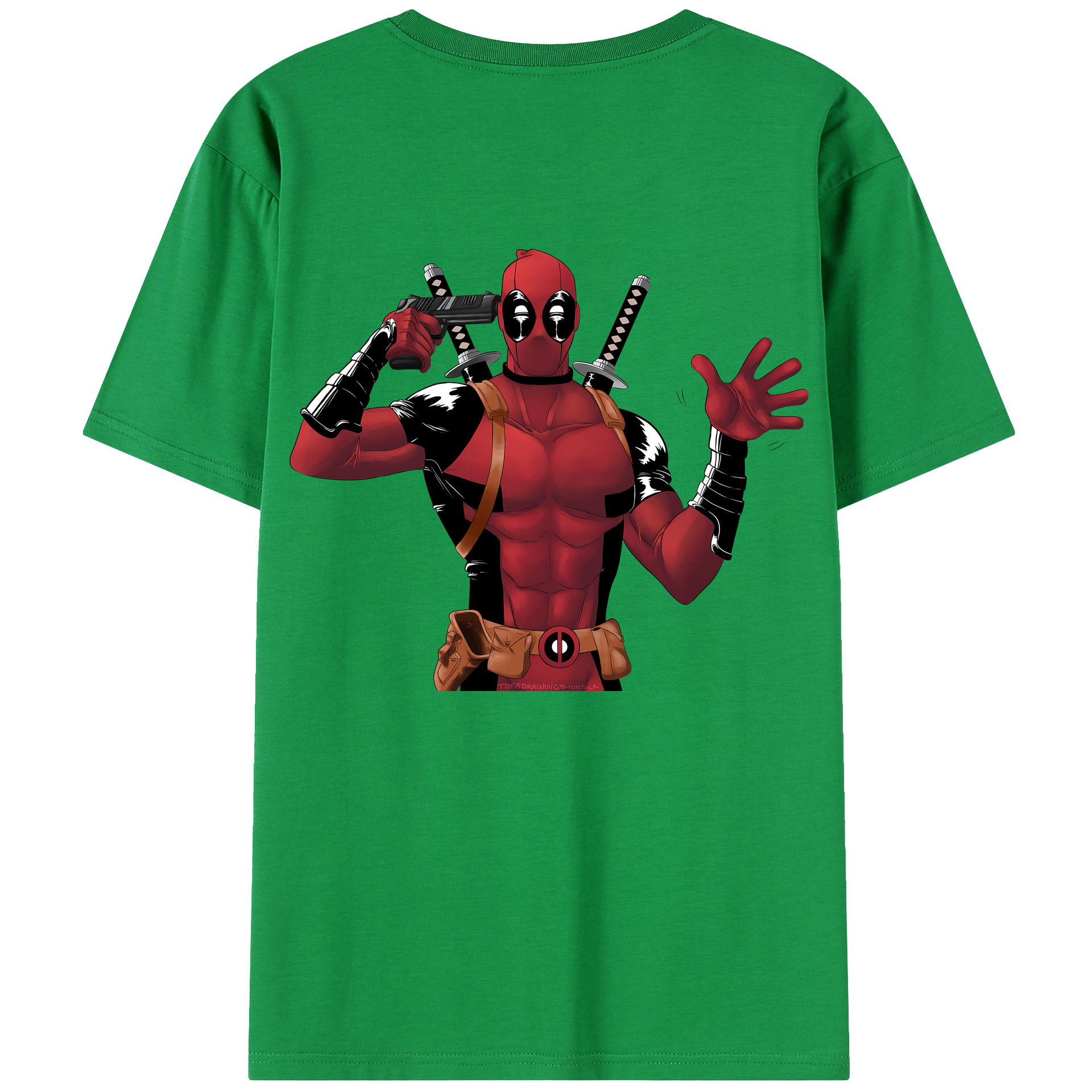（画像用） Deadpool デッドプール 綿100％半袖Tシャツ（背面プリント）