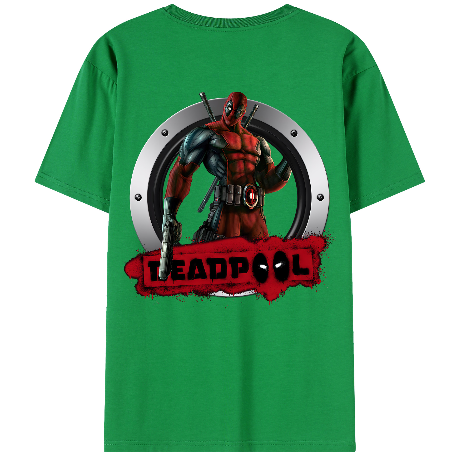 （画像用） Deadpool デッドプール 綿100％半袖Tシャツ（背面プリント）