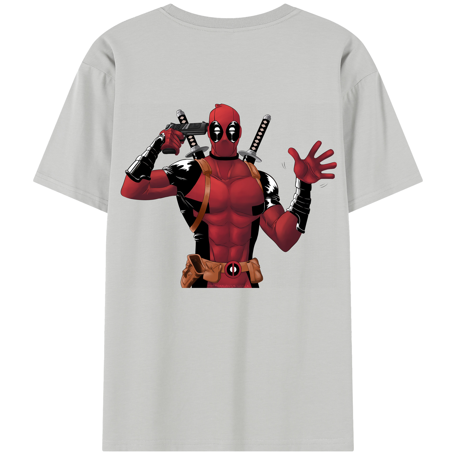 （画像用） Deadpool デッドプール 綿100％半袖Tシャツ（背面プリント）