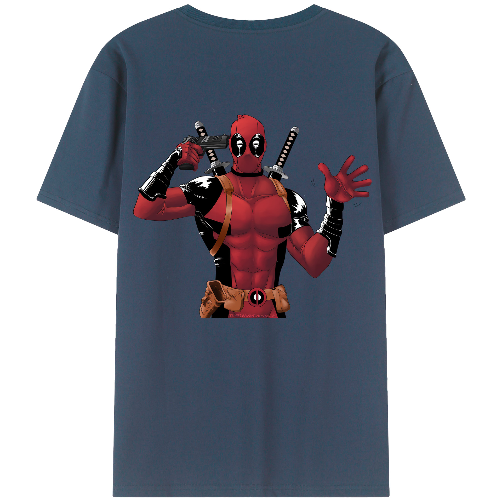 （画像用） Deadpool デッドプール 綿100％半袖Tシャツ（背面プリント）