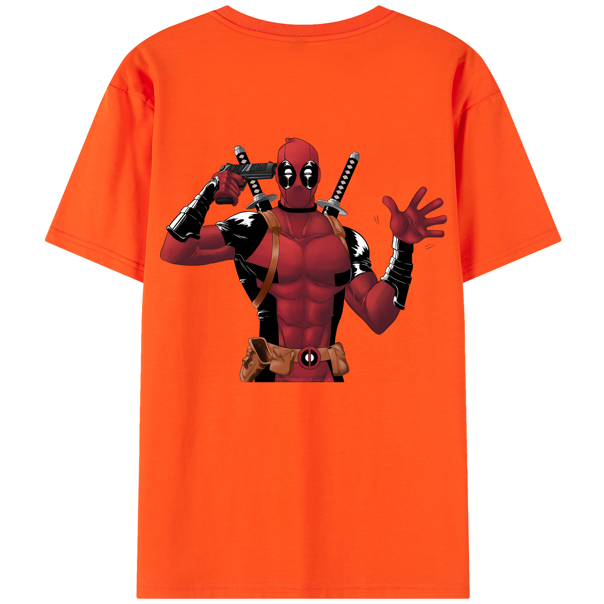 （画像用） Deadpool デッドプール 綿100％半袖Tシャツ（背面プリント）