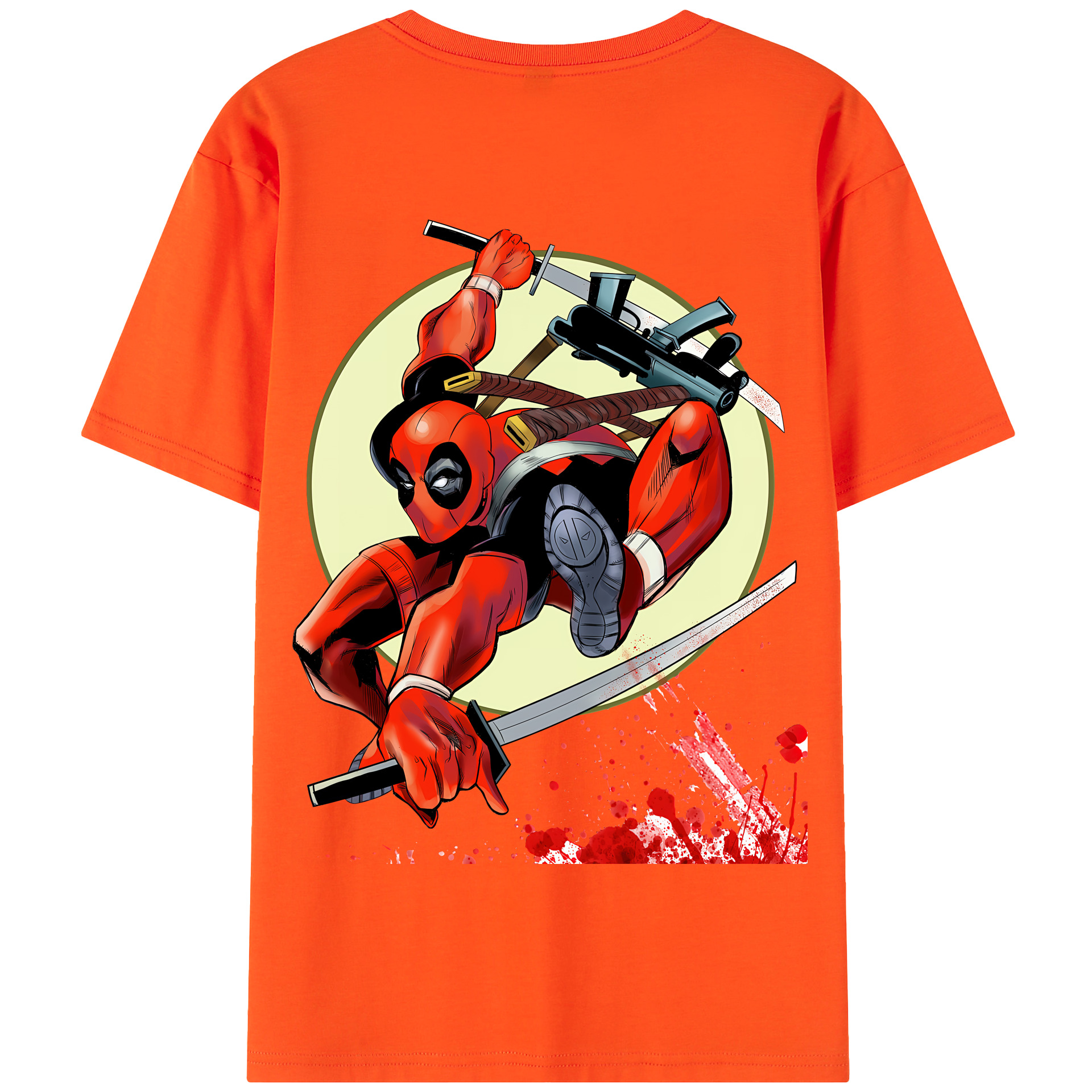 （画像用） Deadpool デッドプール 綿100％半袖Tシャツ（背面プリント）