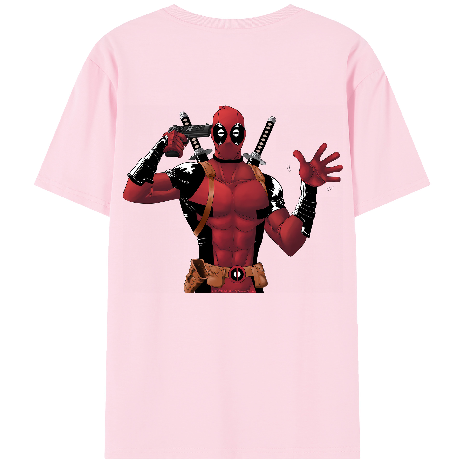 （画像用） Deadpool デッドプール 綿100％半袖Tシャツ（背面プリント）