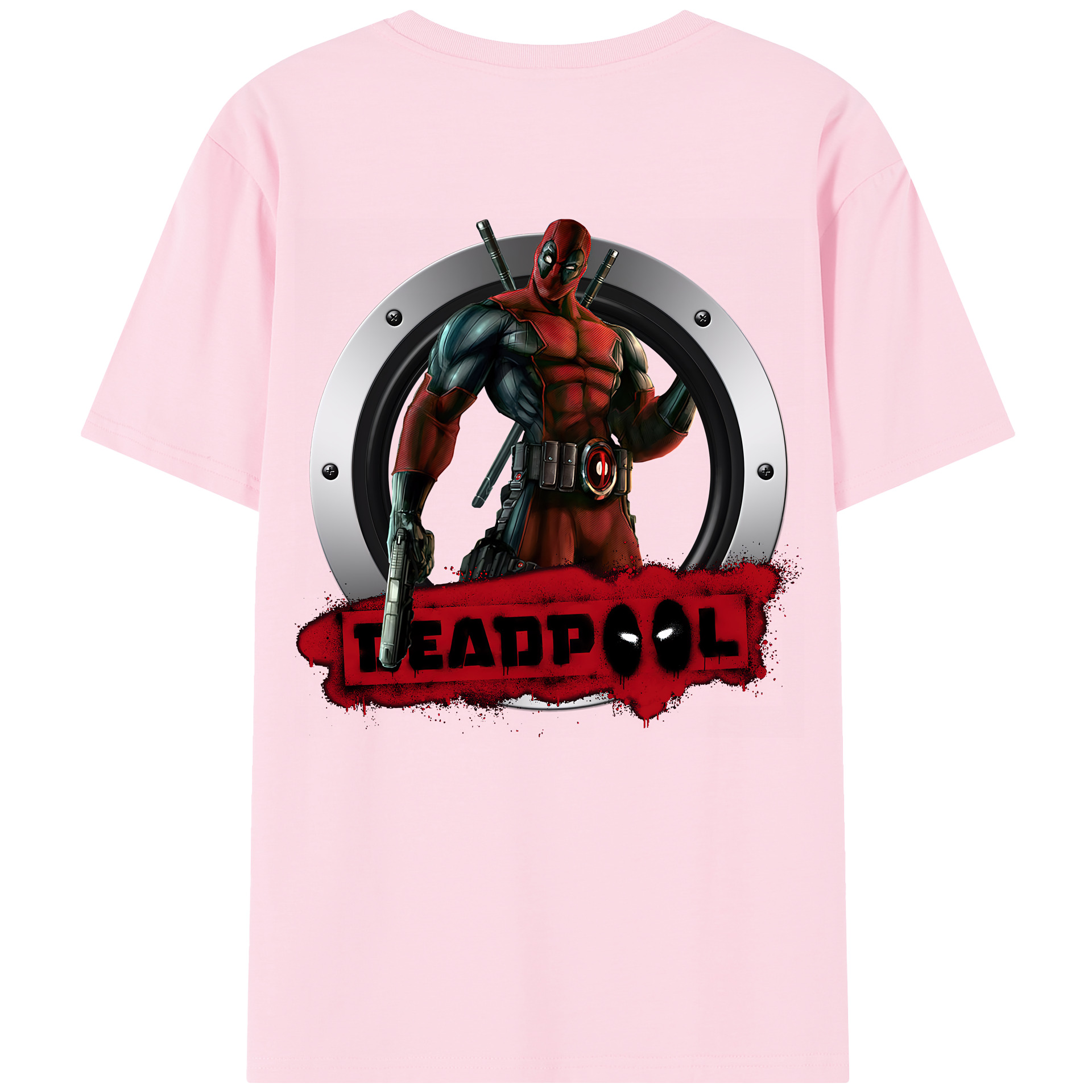 （画像用） Deadpool デッドプール 綿100％半袖Tシャツ（背面プリント）
