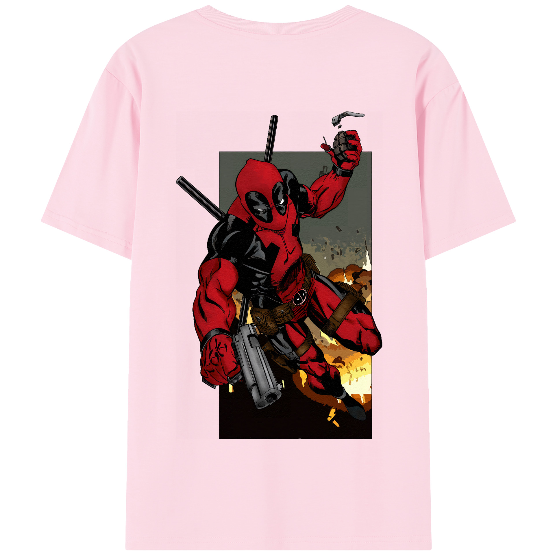 （画像用） Deadpool デッドプール 綿100％半袖Tシャツ（背面プリント）
