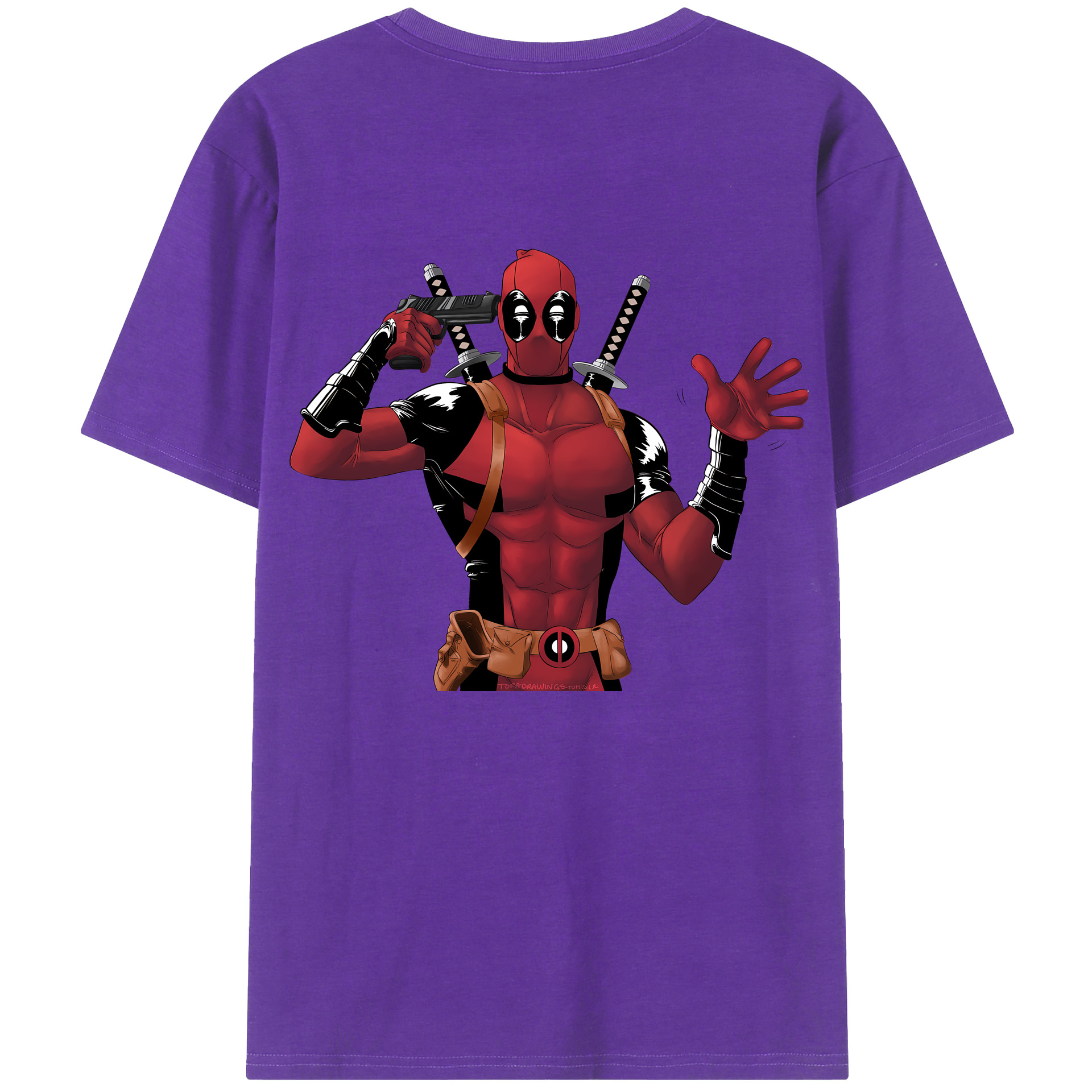 （画像用） Deadpool デッドプール 綿100％半袖Tシャツ（背面プリント）