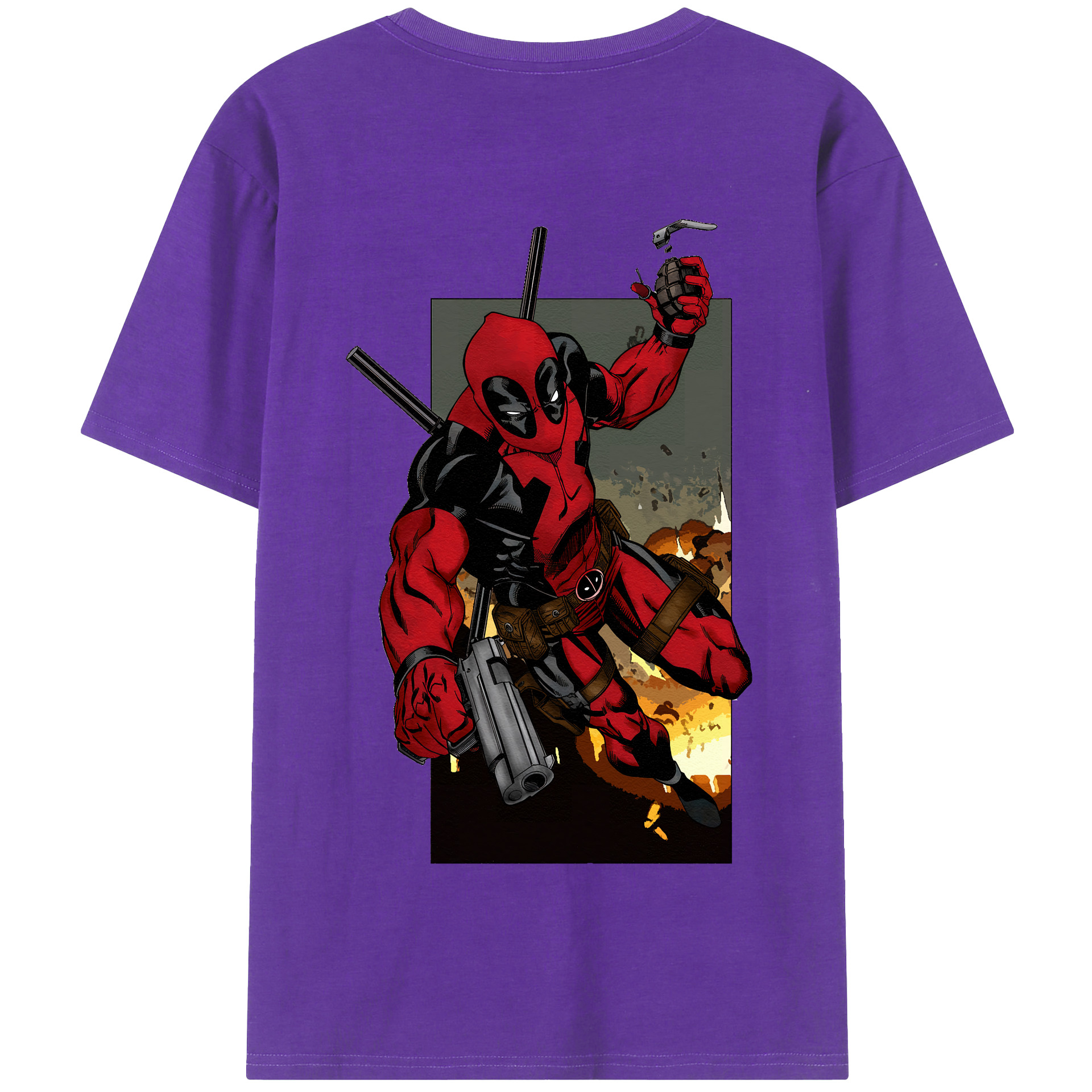 （画像用） Deadpool デッドプール 綿100％半袖Tシャツ（背面プリント）