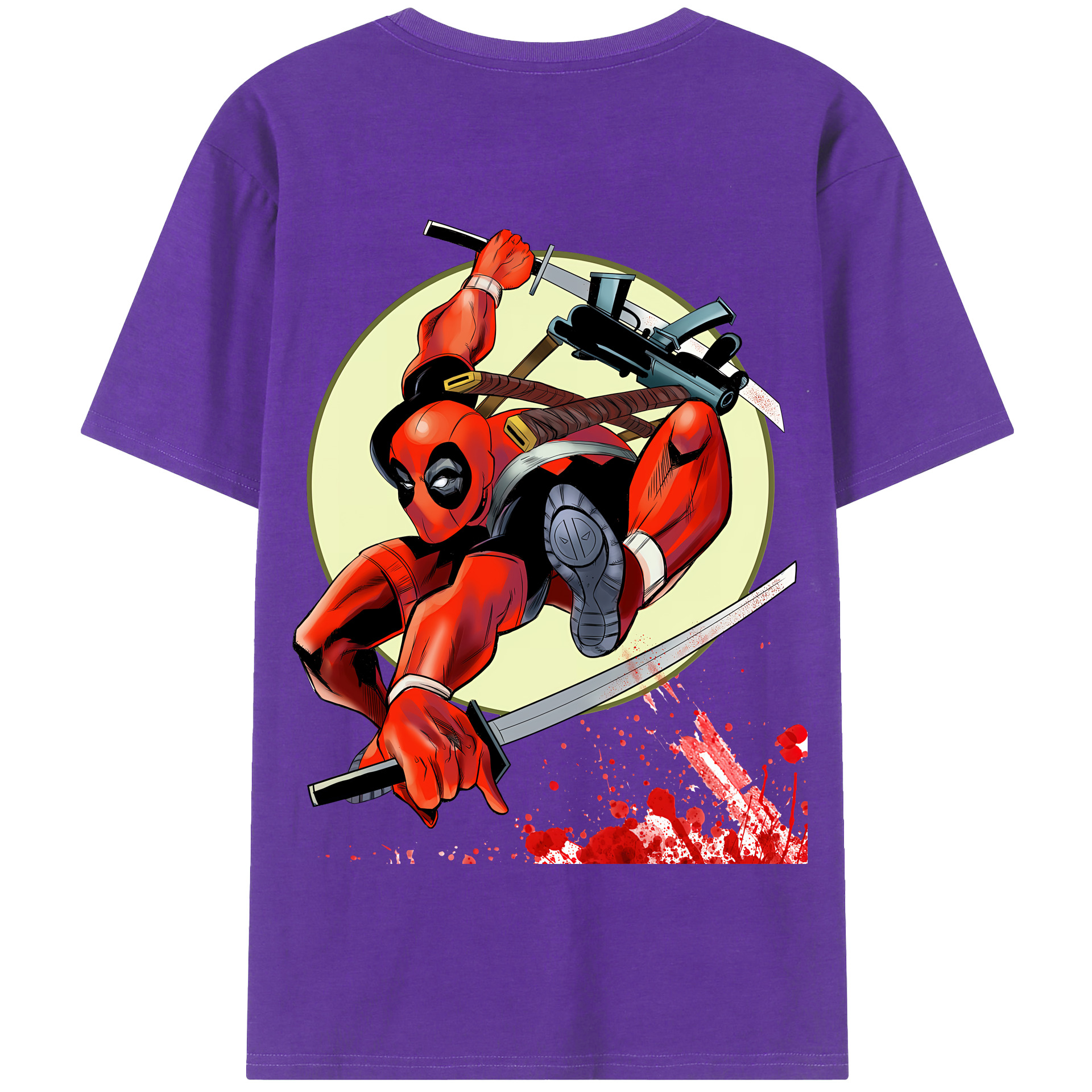 （画像用） Deadpool デッドプール 綿100％半袖Tシャツ（背面プリント）