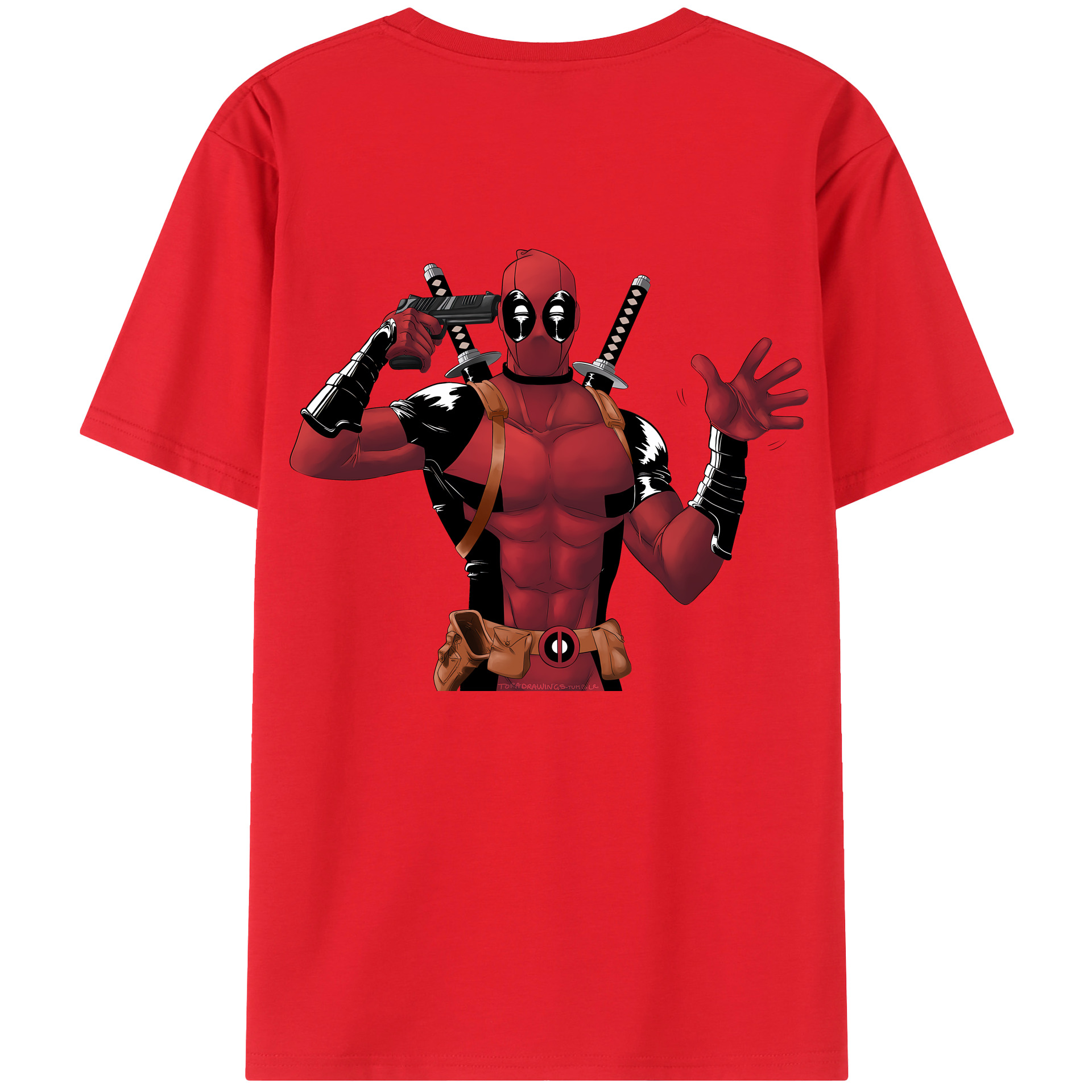 （画像用） Deadpool デッドプール 綿100％半袖Tシャツ（背面プリント）