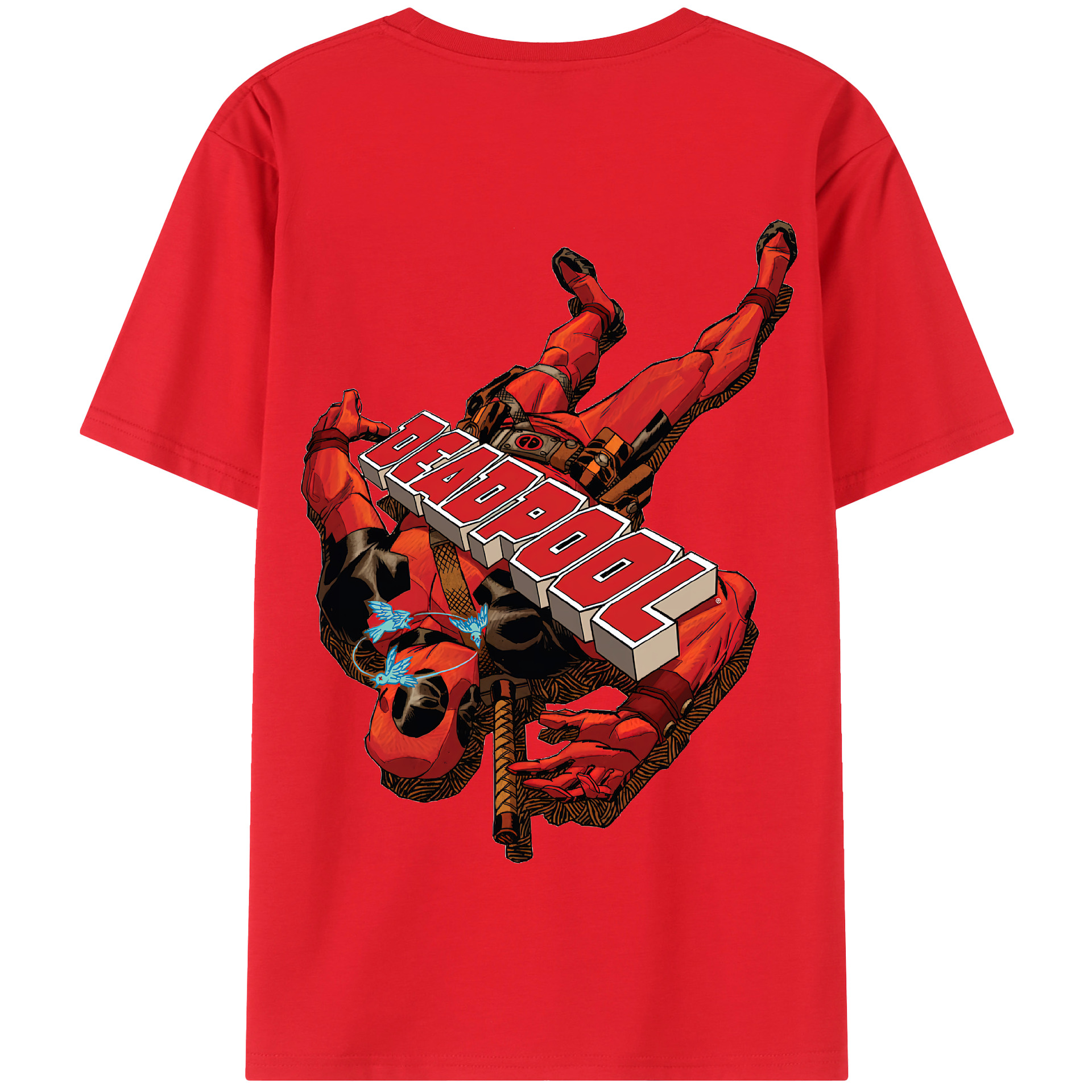 （画像用） Deadpool デッドプール 綿100％半袖Tシャツ（背面プリント）