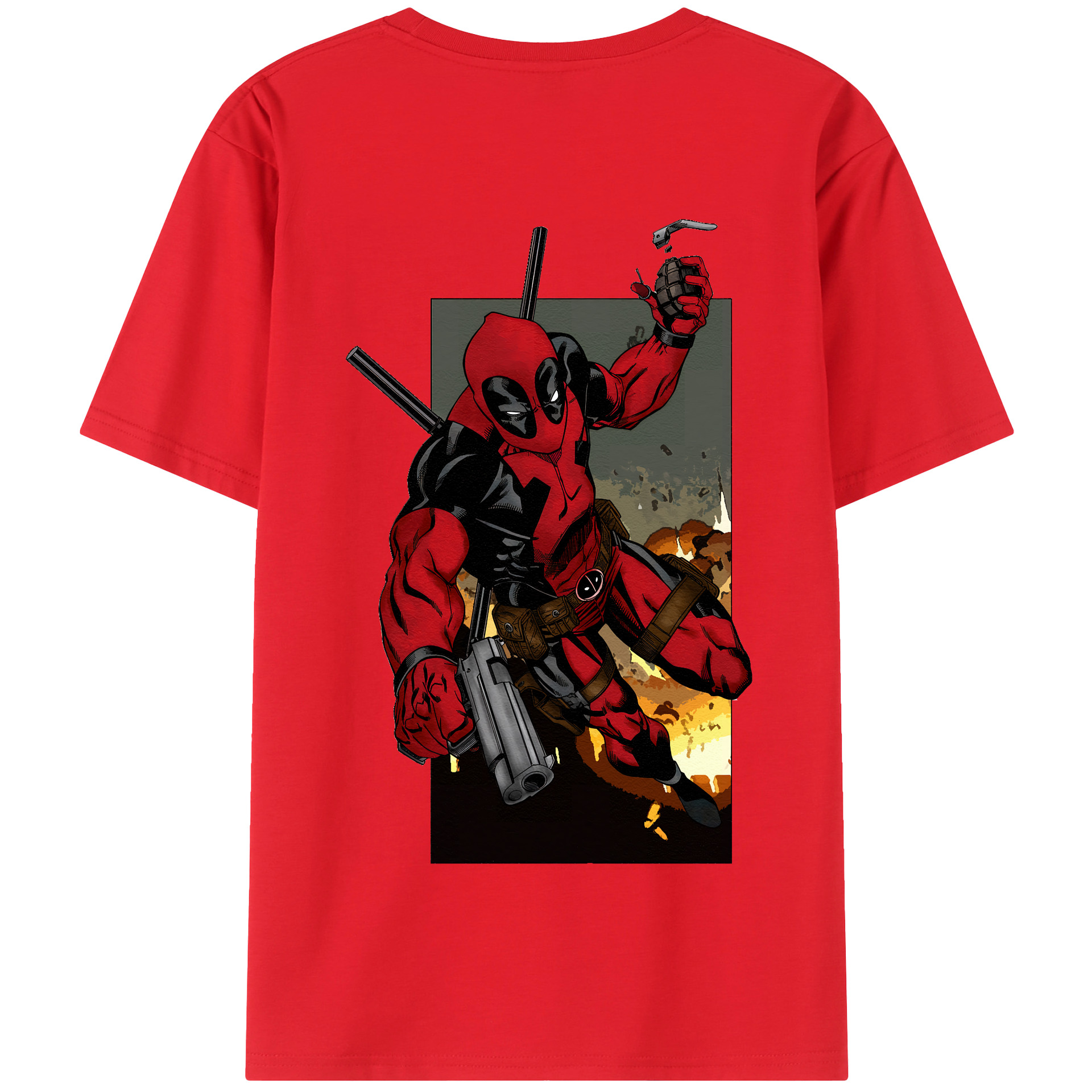 （画像用） Deadpool デッドプール 綿100％半袖Tシャツ（背面プリント）