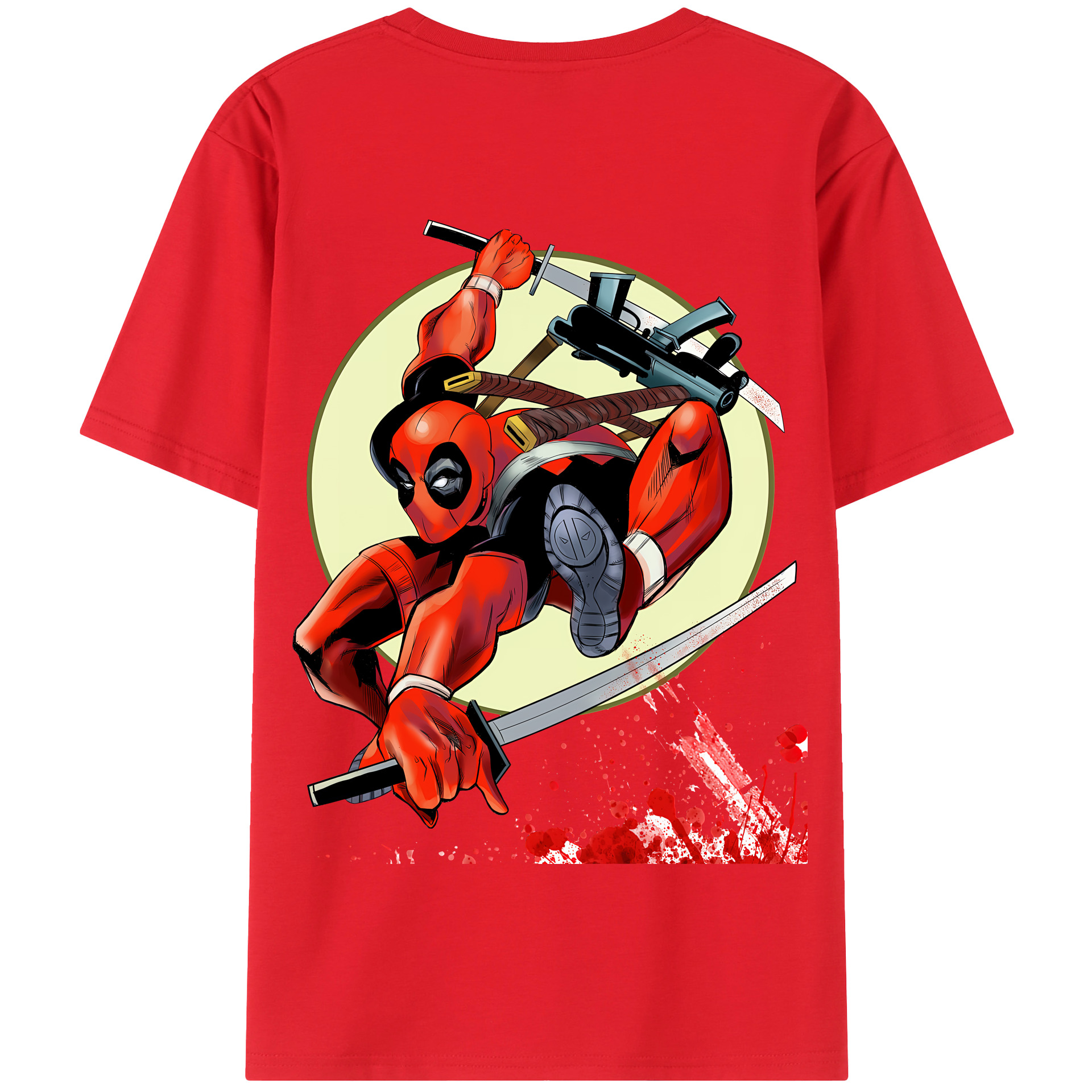 （画像用） Deadpool デッドプール 綿100％半袖Tシャツ（背面プリント）