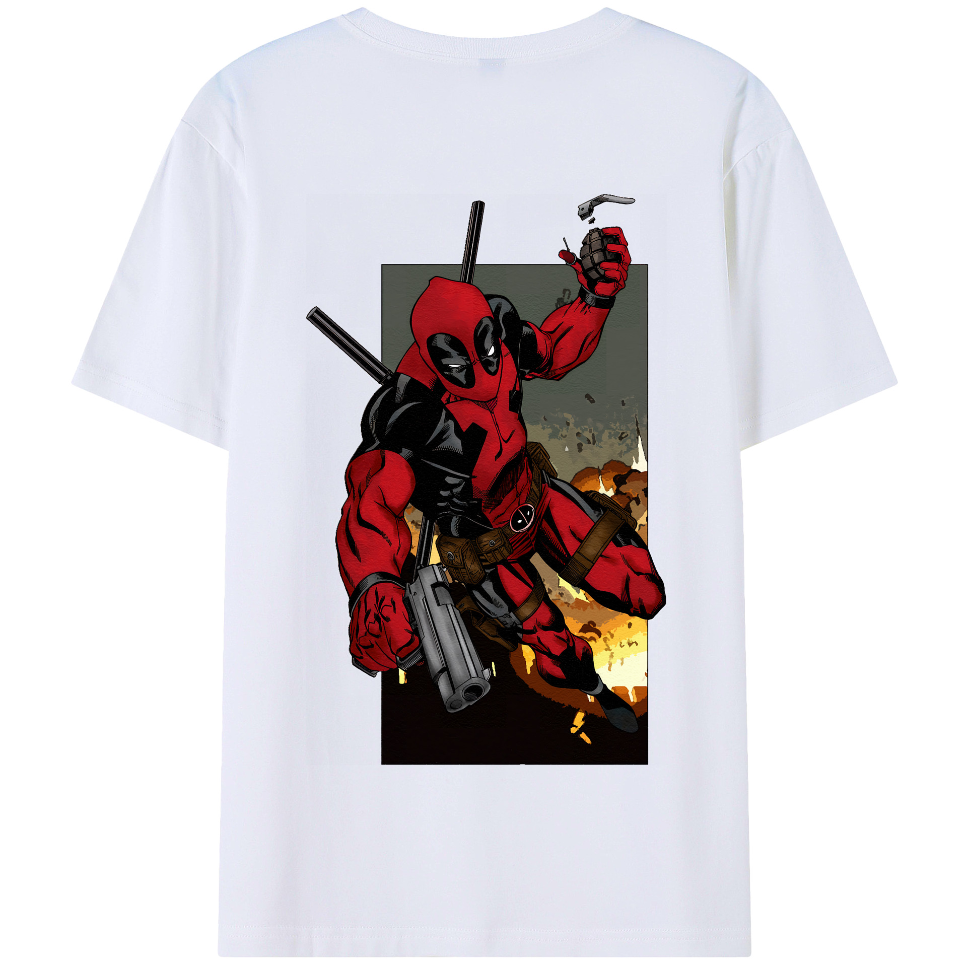 （画像用） Deadpool デッドプール 綿100％半袖Tシャツ（背面プリント）