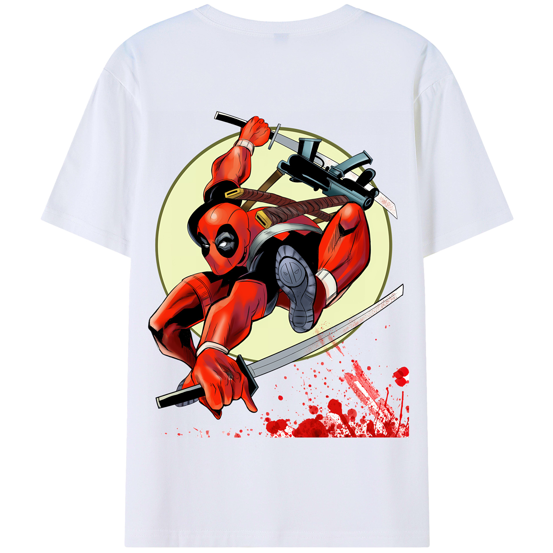 （画像用） Deadpool デッドプール 綿100％半袖Tシャツ（背面プリント）