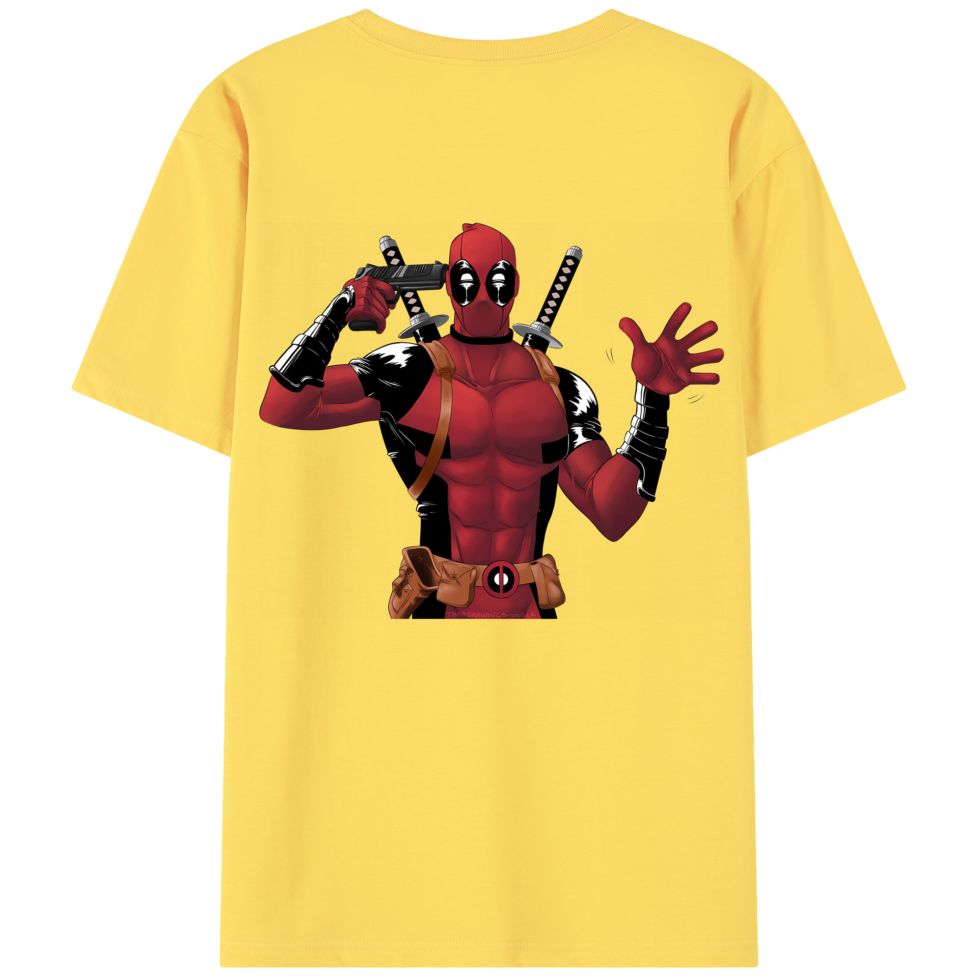 （画像用） Deadpool デッドプール 綿100％半袖Tシャツ（背面プリント）