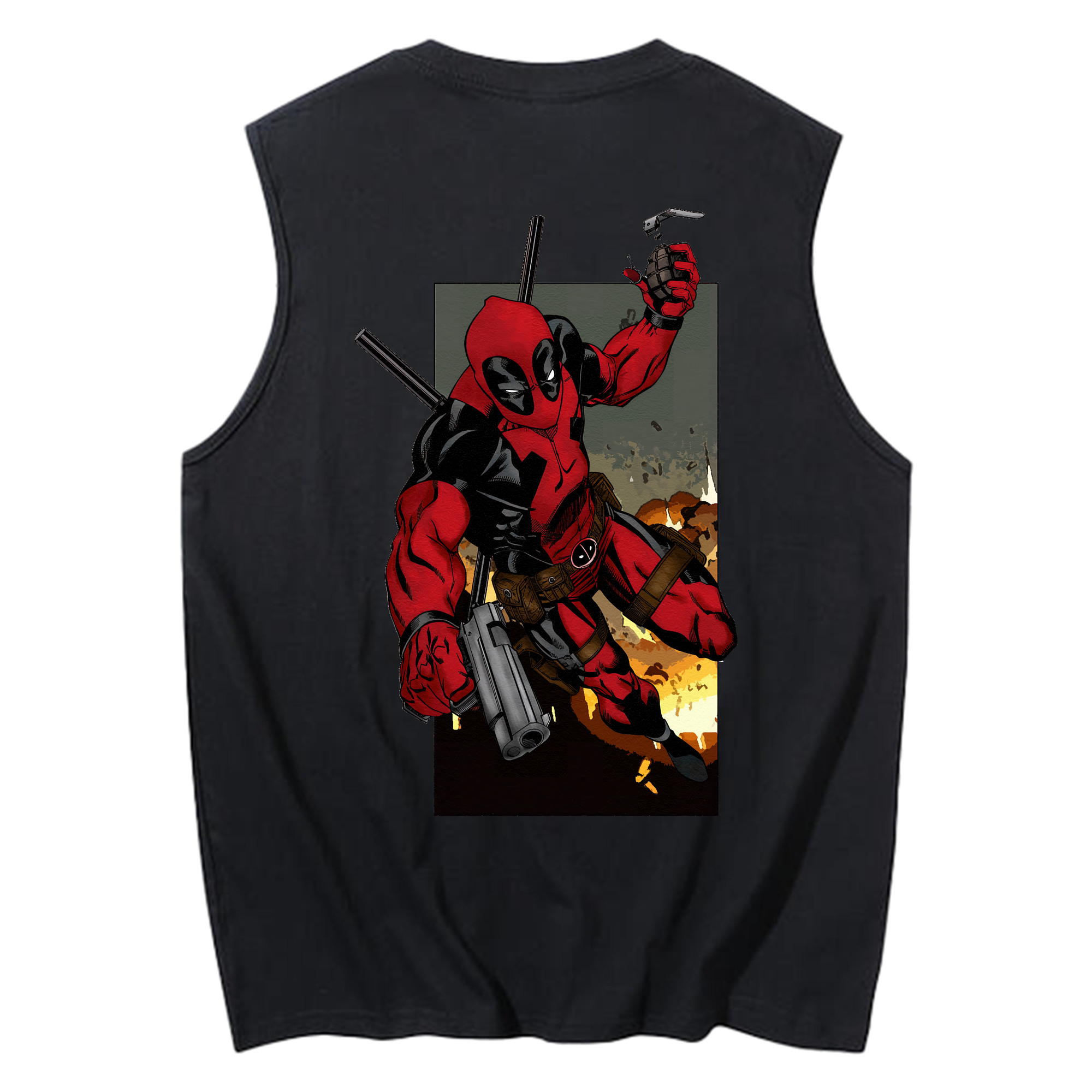 （画像用） Deadpool デッドプール コットン100％タンクトップ（背面プリント）
