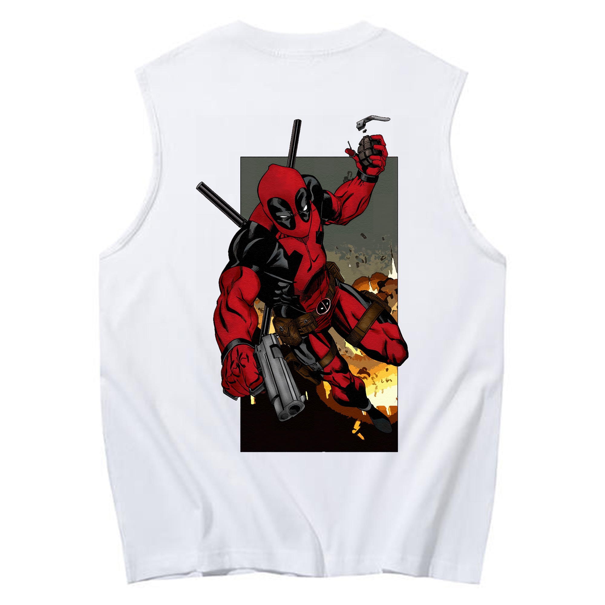 （画像用） Deadpool デッドプール コットン100％タンクトップ（背面プリント）