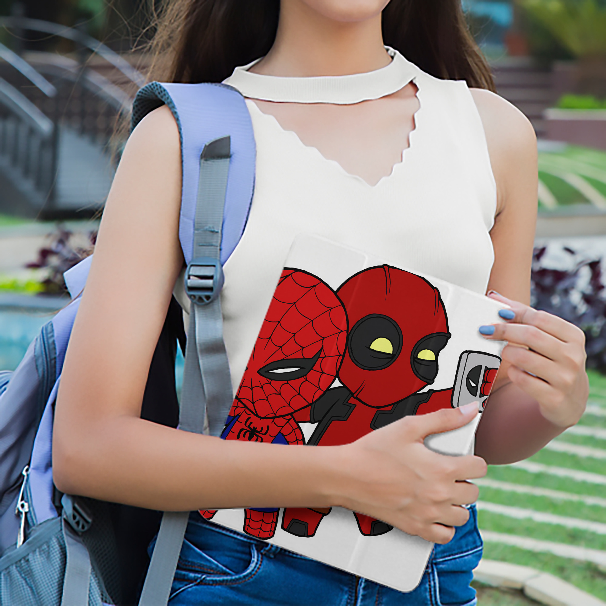 Deadpool デッドプール IPad ケース ペン収納付き 三つ折りスタンド PUレザー×シリコン 対応機種9.5/10.5/10.9インチ