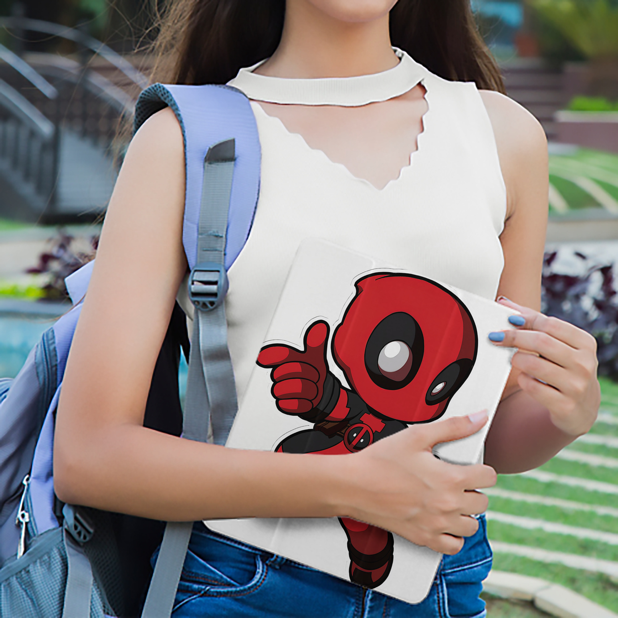 Deadpool デッドプール IPad ケース ペン収納付き 三つ折りスタンド PUレザー×シリコン 対応機種9.5/10.5/10.9インチ