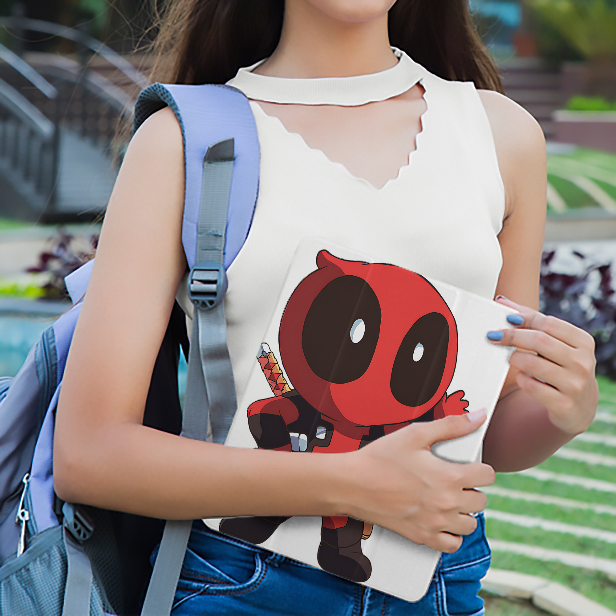 Deadpool デッドプール IPad ケース ペン収納付き 三つ折りスタンド PUレザー×シリコン 対応機種9.5/10.5/10.9インチ